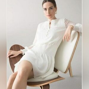 While House black Market Ivory White Smocked Blouson Dress Sz Small, Retail $160